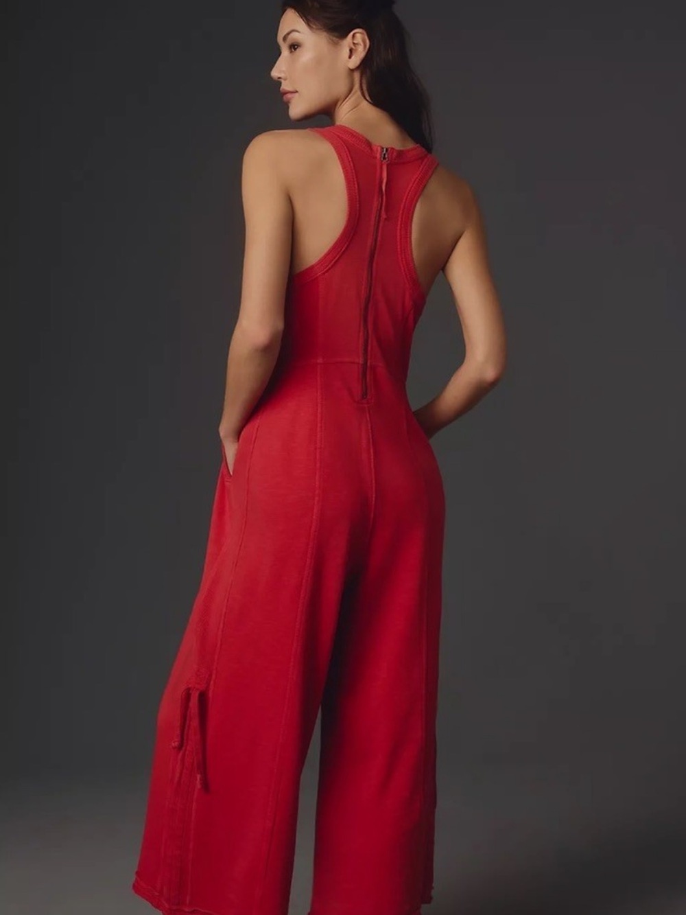 Anthropologie daily practice Red Wide-Leg ribbed Jumpsuit - Picture 3 of 10